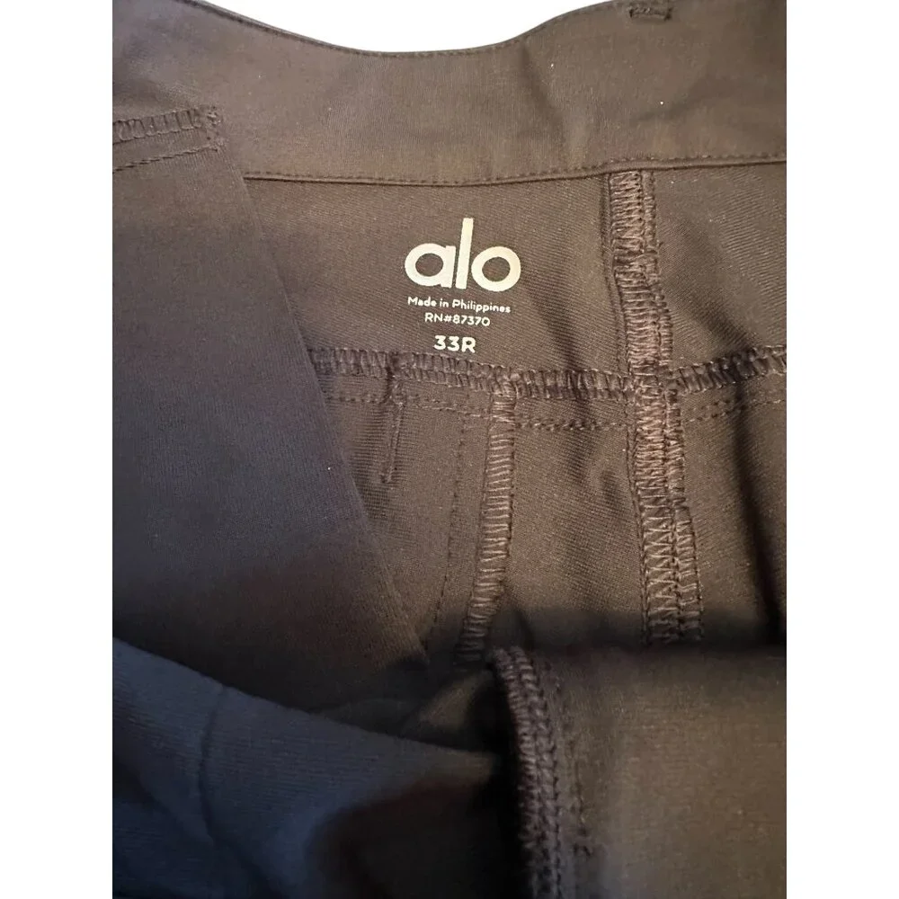Alo Men's Black Pants 33R Lightweight Durable Polyester Cotton Blend Relaxed Fit - Picture 4 of 13
